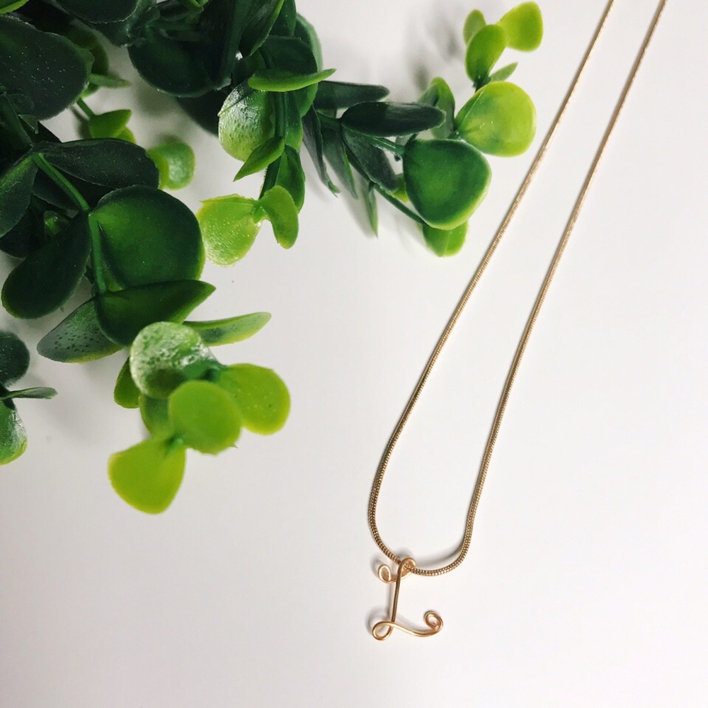 Handmade custom initial gold necklace